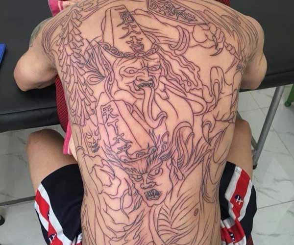 hình tattoo hắc bạch vô thường kín lưng