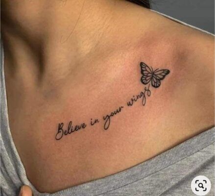 hình xăm chữ believe in your wings