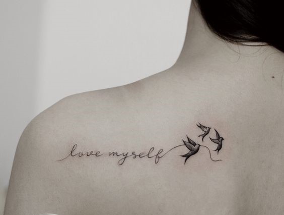 hình xăm chữ love myself siêu sáng tạo