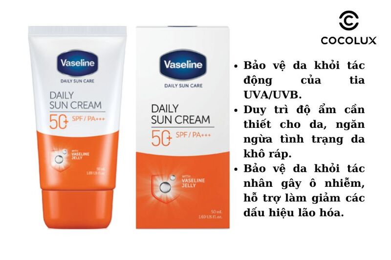 Công dụng của kem chống nắng Vaseline Daily Sun Cream