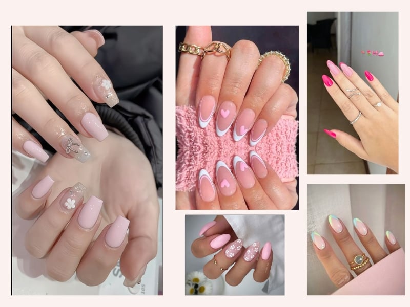 Mẫu nail màu hồng ngọt ngào và nữ tính, phù hợp với nhiều tông da