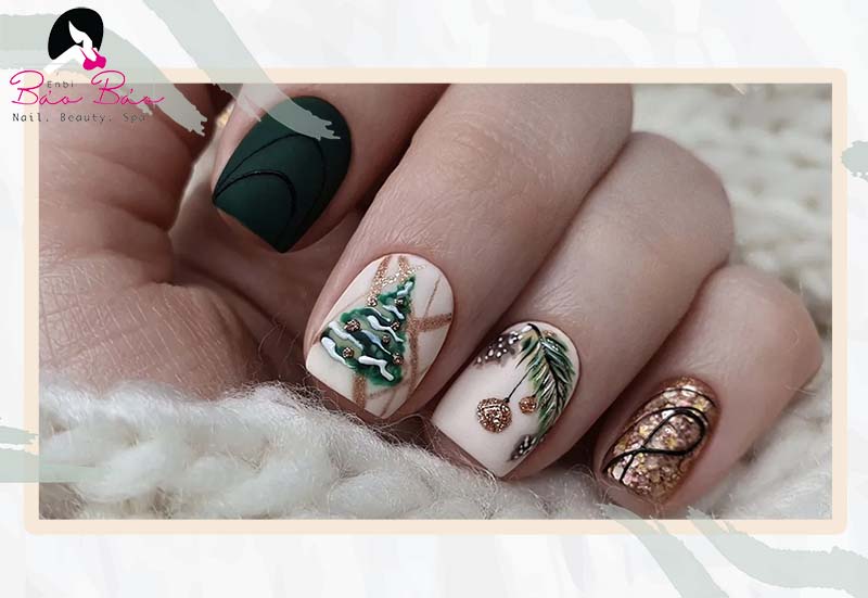 Mẫu nail cây thông Noel