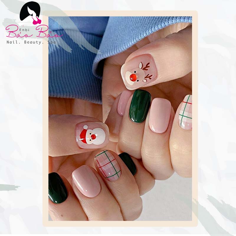 Mẫu nail Noel màu pastel