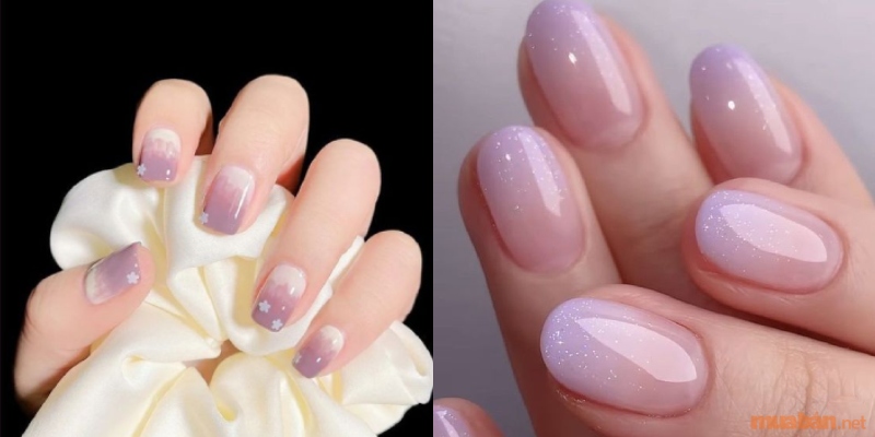 Mẫu nail ombre màu tím dành cho móng ngắn