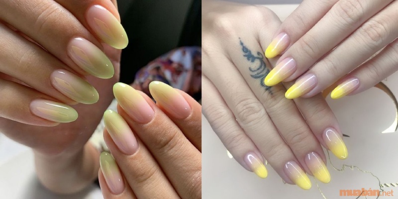 Mẫu nail ombre màu vàng độc đáo