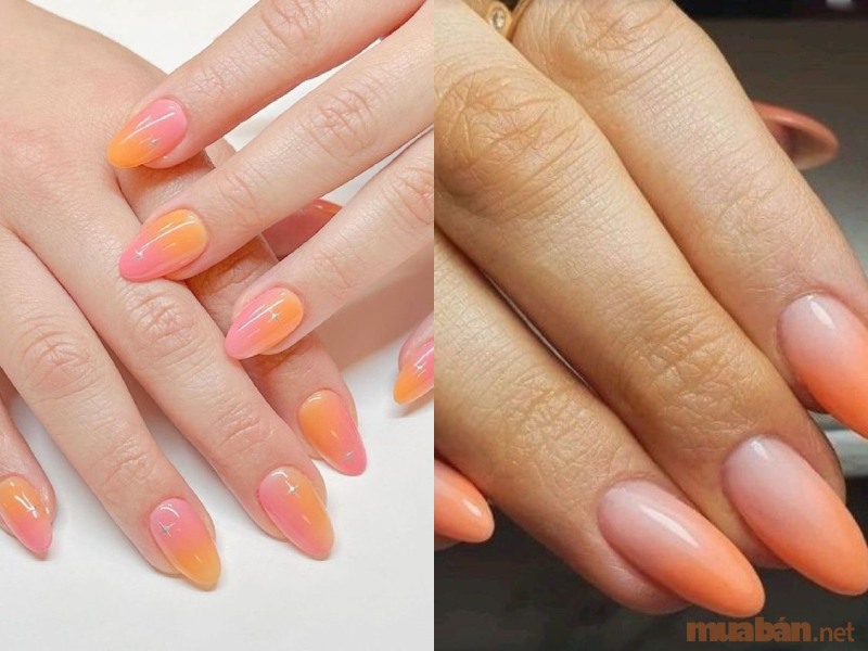 Mẫu nail ombre màu cam