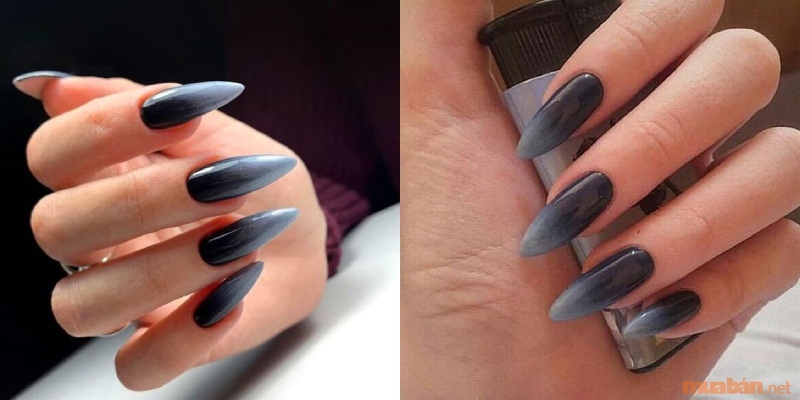 Mẫu nail ombre màu xám