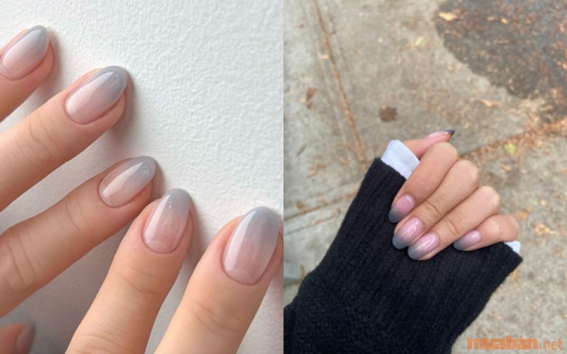 Mẫu nail ombre màu nâu nhạt