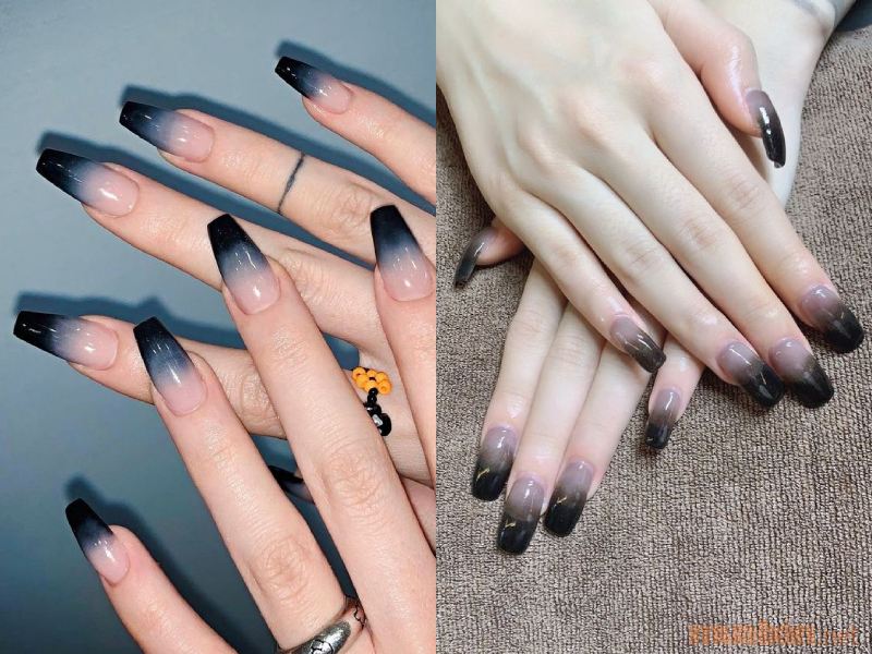 Mẫu nail ombre màu đen sang trọng