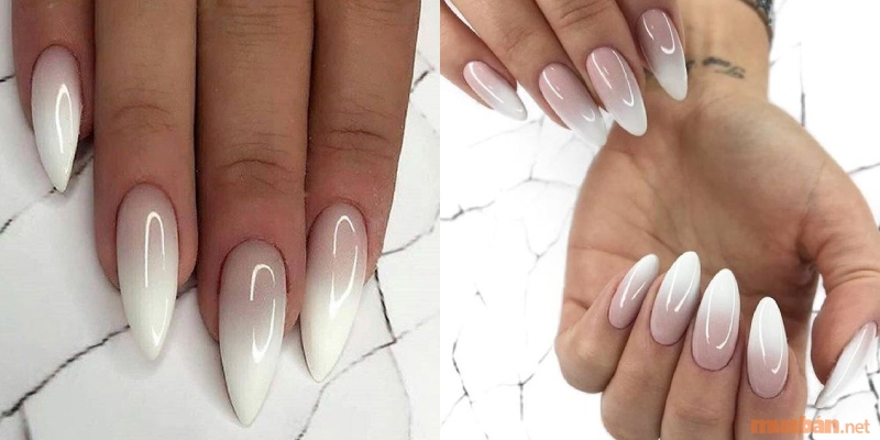 Mẫu nail ombre trắng đơn giản