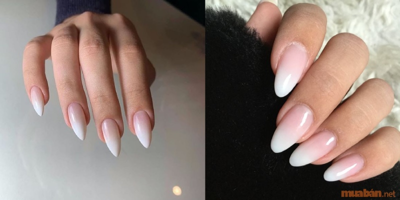 Mẫu nail ombre trắng nhẹ nhàng