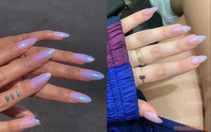 Mẫu nail ombre kết hợp tráng gương độc đáo