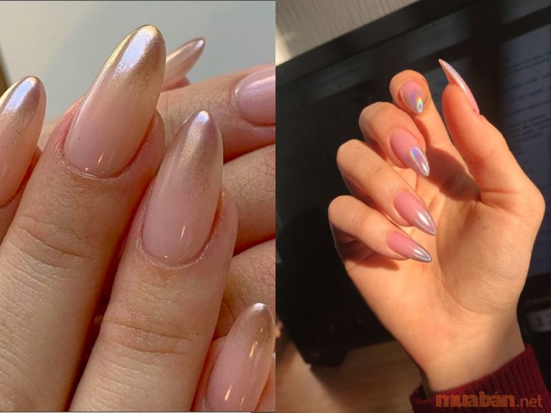 Mẫu nail ombre kết hợp tráng gương quý phái