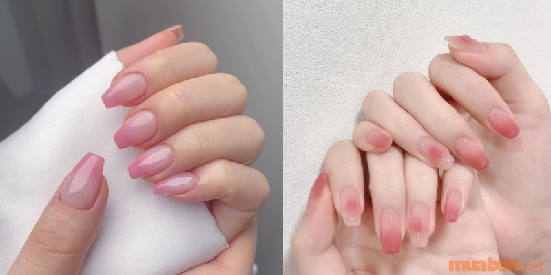 Mẫu nail ombre màu hồng đơn giản