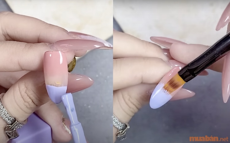 Bước 3: Cách làm nail ombre bằng cọ