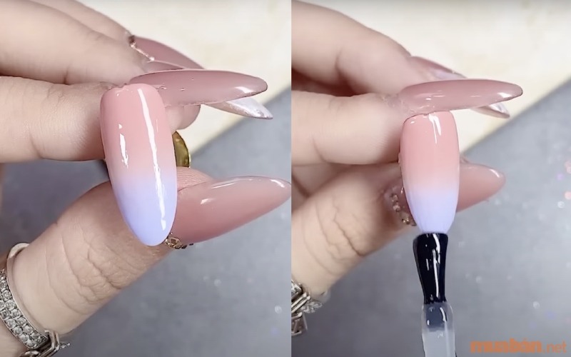 Bước 4: Cách làm nail ombre bằng cọ