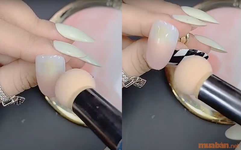 Bước 3: Cách làm nail ombre bằng mút dặm