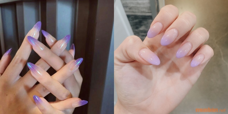 Mẫu nail ombre màu tím đơn giản