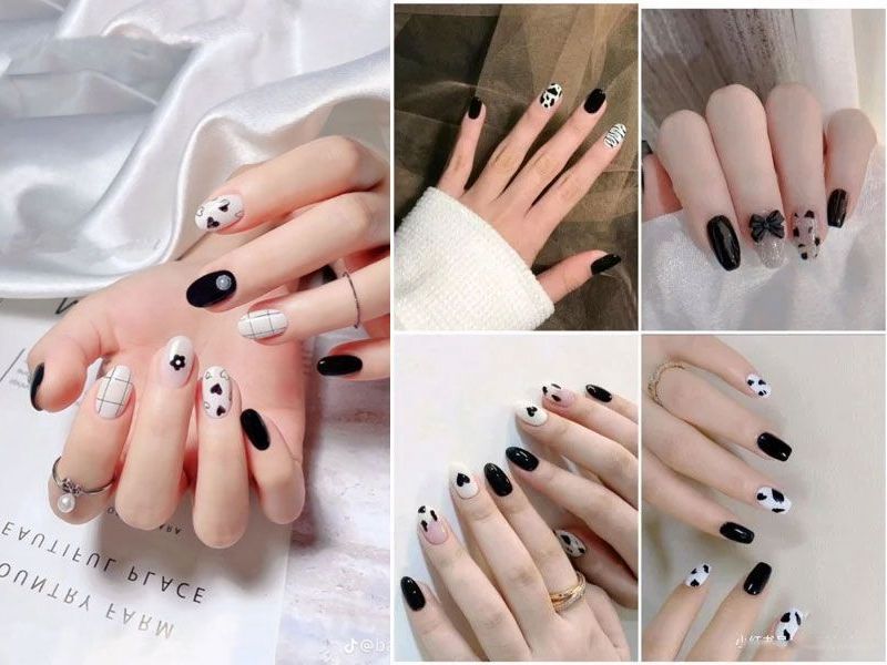 Nail đen trắng đáng yêu