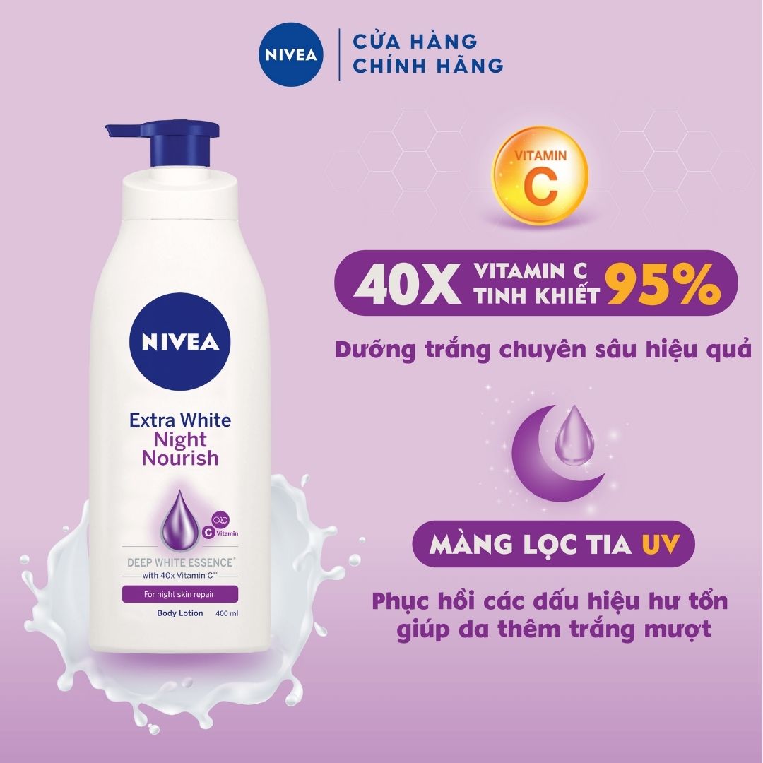 Sữa dưỡng thể trắng da Nivea Extra White ban đêm