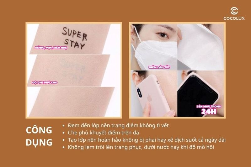 Công dụng của kem nền Maybelline Super Stay Full Coverage Foundation 24h