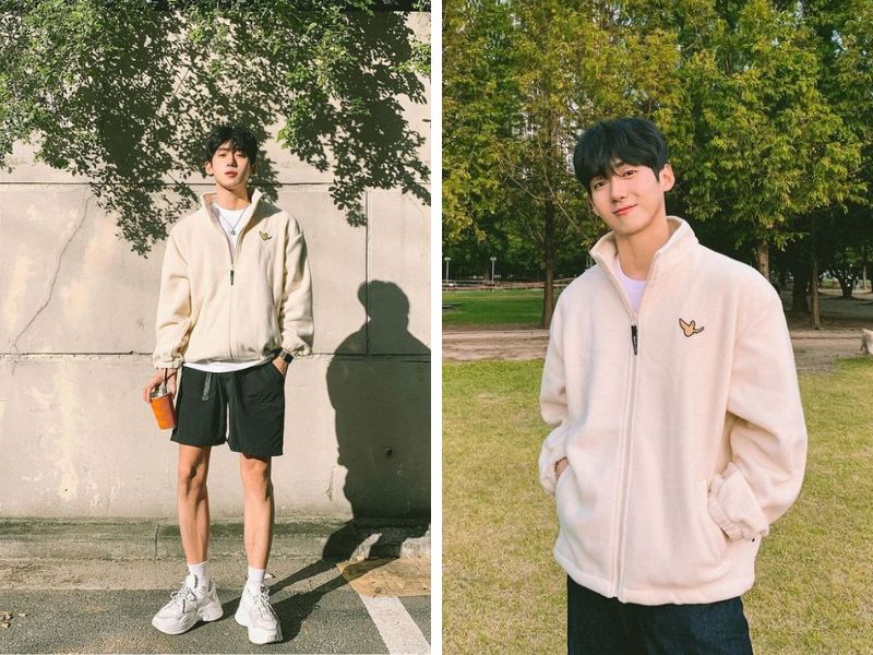 Quần short phối với áo hoodie nam