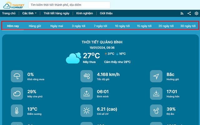 Cập nhật dự báo thời tiết Quảng Bình ngắn hạn, dài hạn
