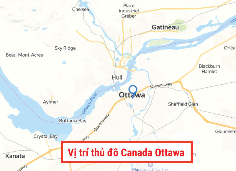 Vị trí thủ đô Ottawa Canada