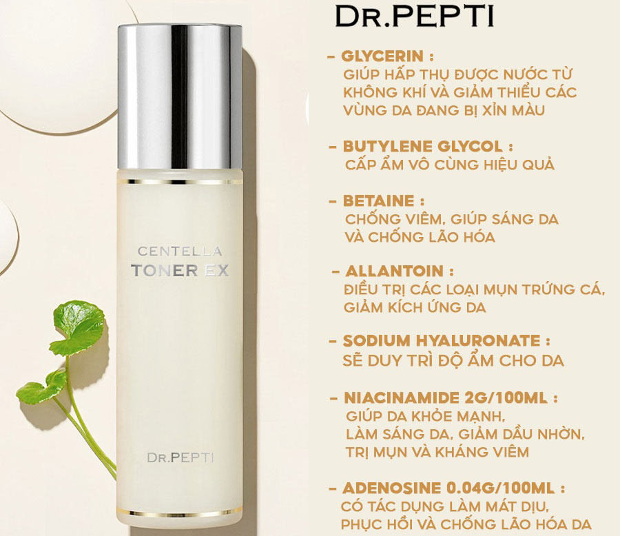 Nước hoa hồng Dr.Pepti Centella Toner EX