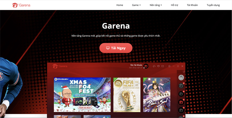 Truy cập đường dẫn tải Garena