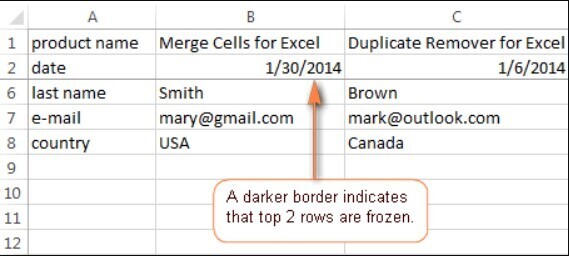 Cách cố định nhiều cột trong Excel bằng Freeze 2