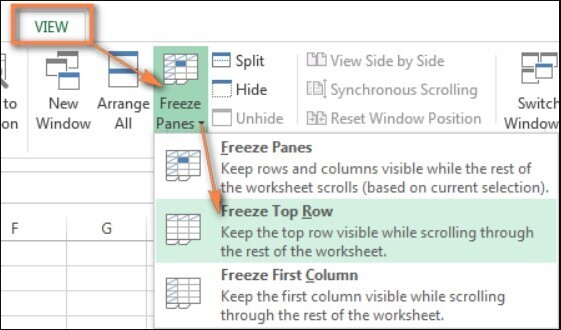 Cách cố định dòng trong Excel với Freeze 2