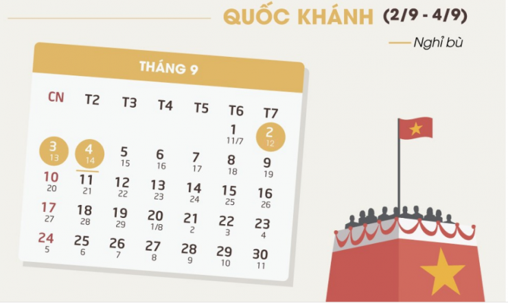 Lịch nghỉ lễ quốc khánh 2/9 năm 2017